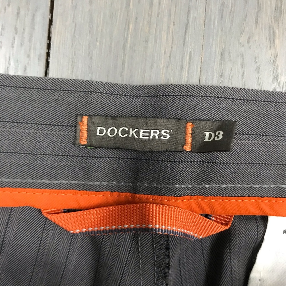 Dockers D3 Classic Fit Grey Striped Dress Pants 34 - Picture 2 of 8